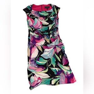 Connected Apparel Vibrant and Floral Sleeveless Sheath Dress